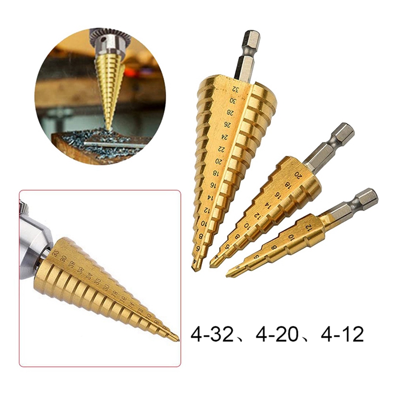 Step Drill Bit Set Titanium Hss Cobalt - Set Mata Bor Bertingkat A23T HSS,