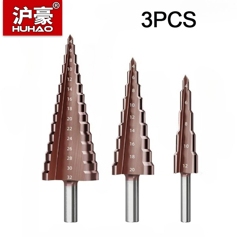 Step Drill Bit Set Titanium Hss Cobalt - HUHAO 3PCS M35 Mengandung Cobalt HSS