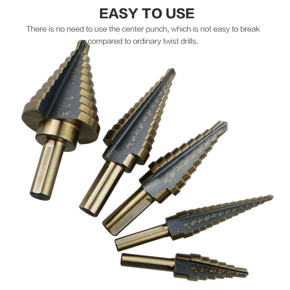 Set Mata Bor 50 Ukuran Dalam 5 - Step Drill Bit Set Titanium Hss Cobalt ulasan dan harga