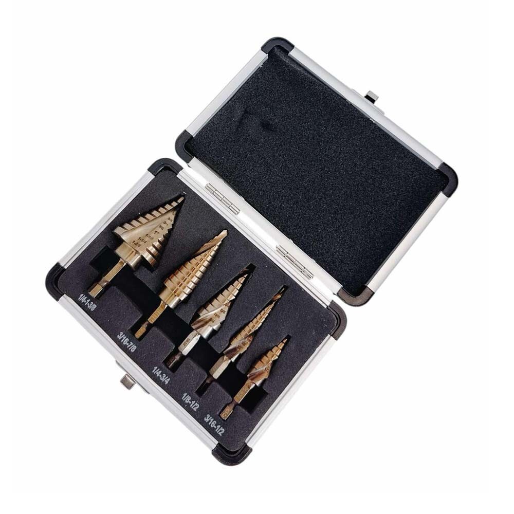 Set 5 Mata Bor, Baja Kobalt, A - Step Drill Bit Set Titanium Hss Cobalt ulasan dan harga