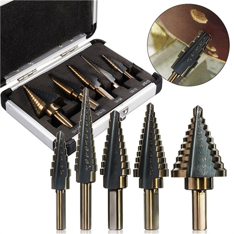 5 Buah Set Mata Bor Tangkai HS - Step Drill Bit Set Titanium Hss Cobalt ulasan dan harga