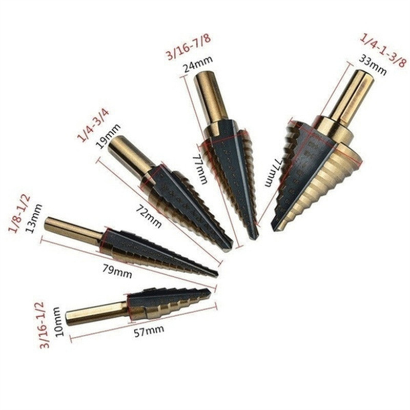 5 Buah Set Mata Bor Tangkai HS - Step Drill Bit Set Titanium Hss Cobalt ulasan dan harga