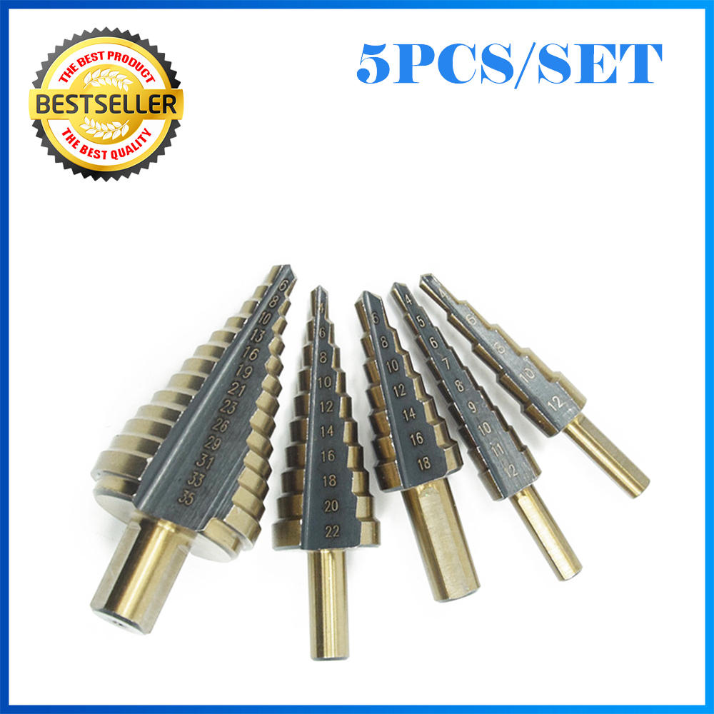 Mata bor Pagoda, 5 buah mata b - Step Drill Bit Set Titanium Hss Cobalt ulasan dan harga