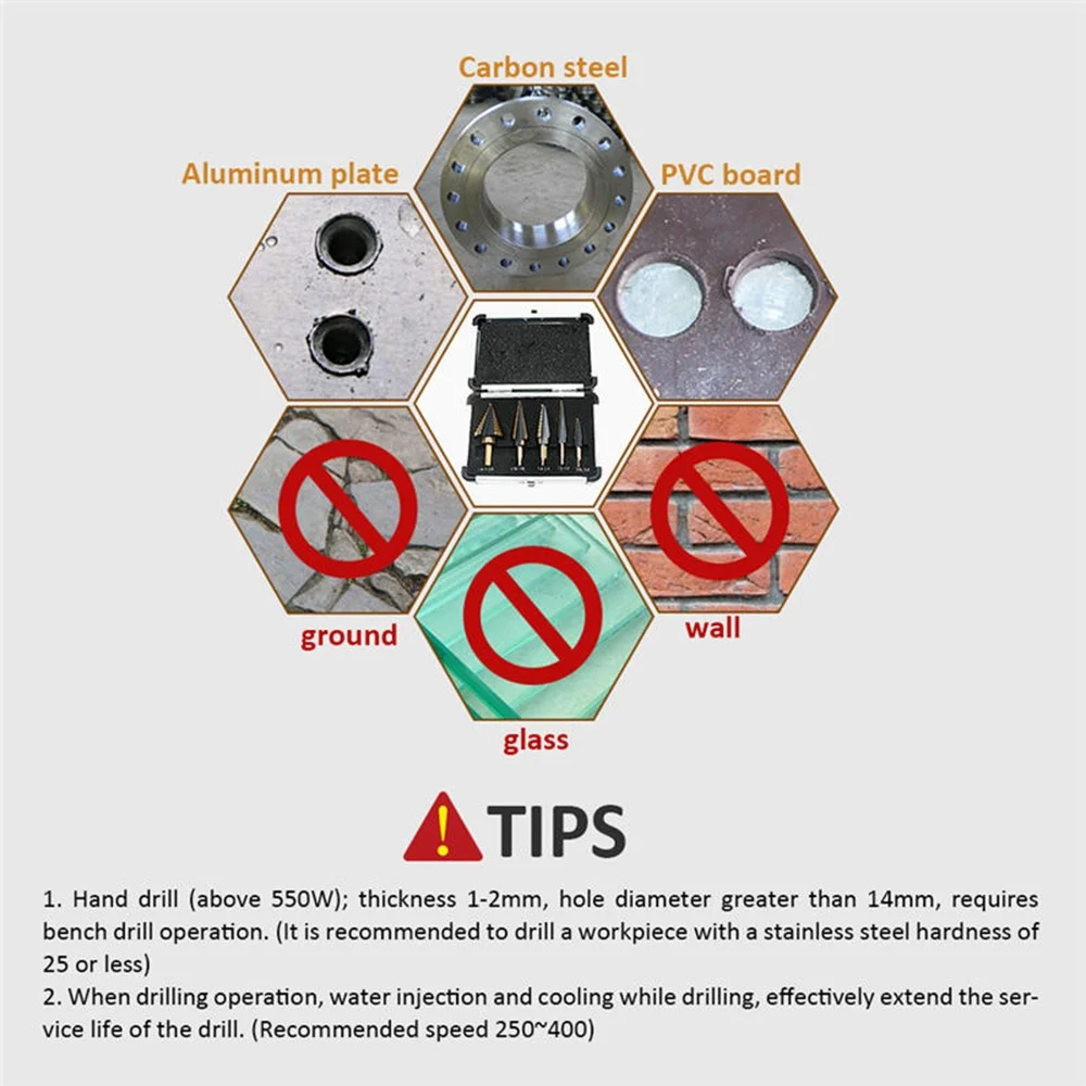 5 Pcs Set Mata Bor Cobalt HSS  - Step Drill Bit Set Titanium Hss Cobalt ulasan dan harga