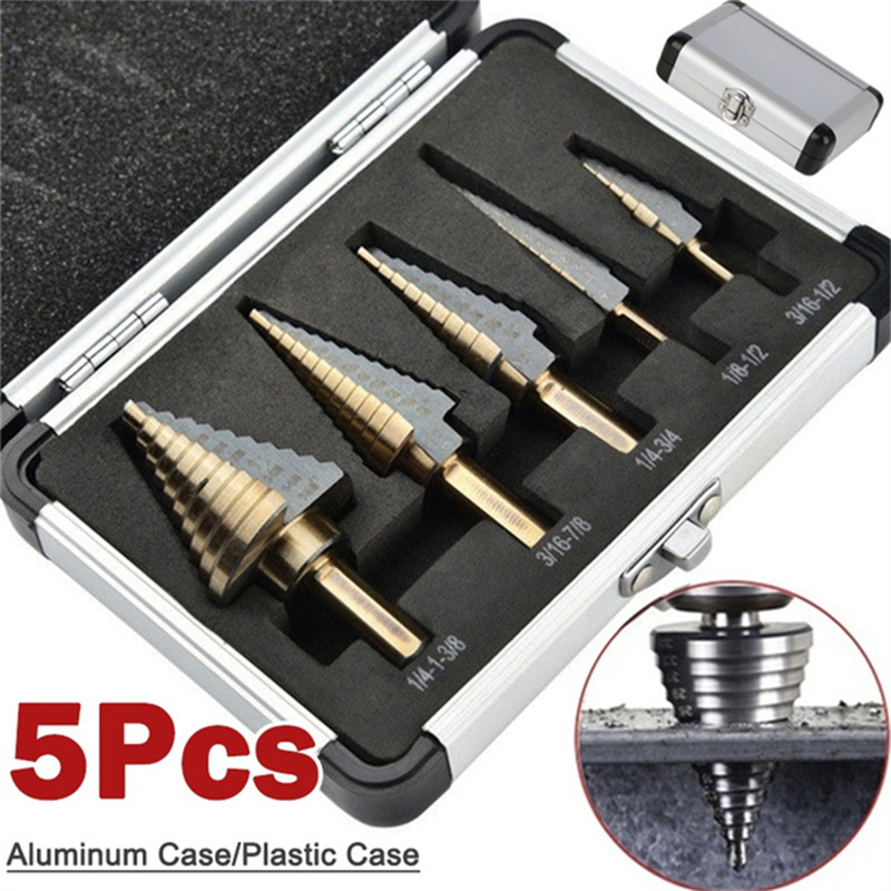 Set Mata Bor Step Drill Bit 5  - Step Drill Bit Set Titanium Hss Cobalt ulasan dan harga
