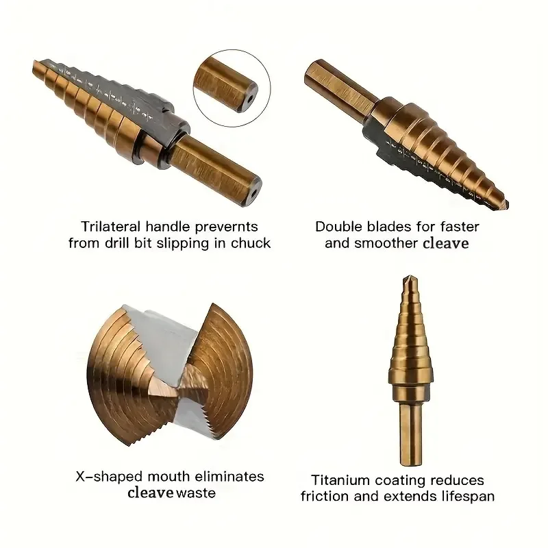 Set Mata Bor Tangga Kepala Fil - Step Drill Bit Set Titanium Hss Cobalt ulasan dan harga