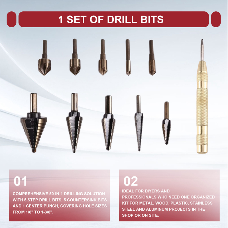 Set Mata Bor Bertingkat A23T & - Step Drill Bit Set Titanium Hss Cobalt ulasan dan harga