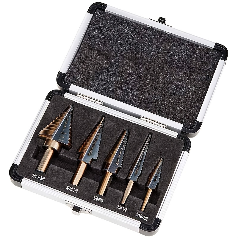 5 buah Set Mata Bor Bertingkat - Step Drill Bit Set Titanium Hss Cobalt ulasan dan harga