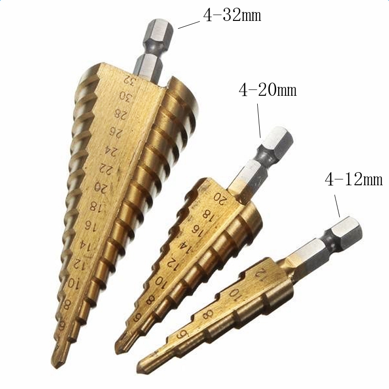 Set Mata Bor Kerucut Bertingka - Step Drill Bit Set Titanium Hss Cobalt ulasan dan harga