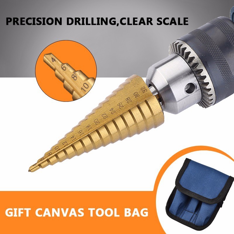 Set Mata Bor Kerucut Bertingka - Step Drill Bit Set Titanium Hss Cobalt ulasan dan harga