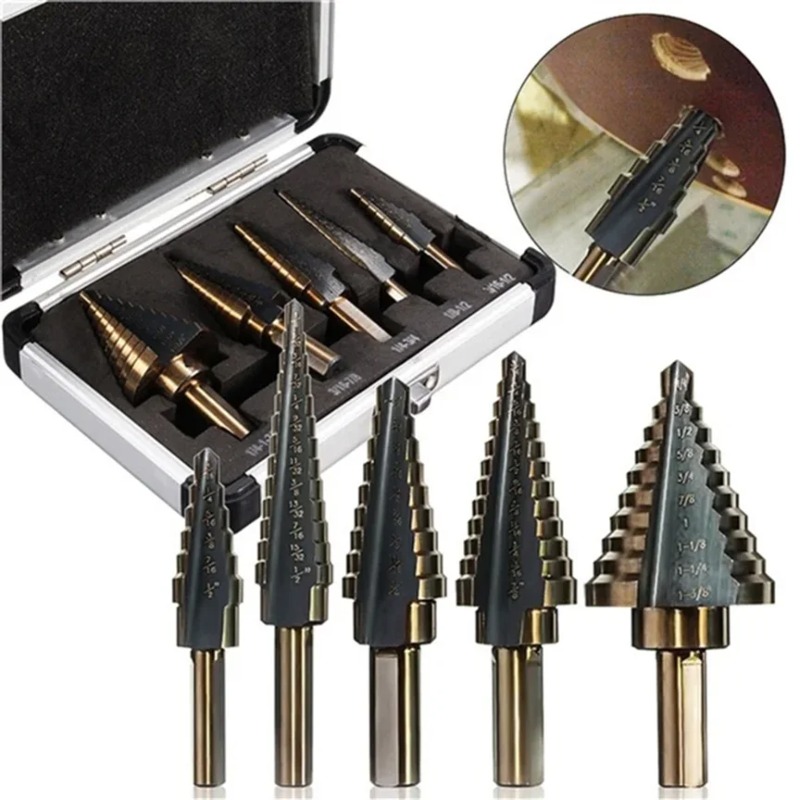 5 Buah Set Mata Bor Tangkai HS - Step Drill Bit Set Titanium Hss Cobalt ulasan dan harga