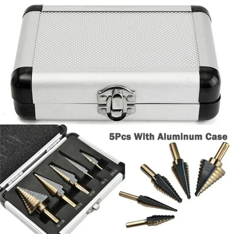 5 Buah Set Mata Bor Tangkai HS - Step Drill Bit Set Titanium Hss Cobalt ulasan dan harga