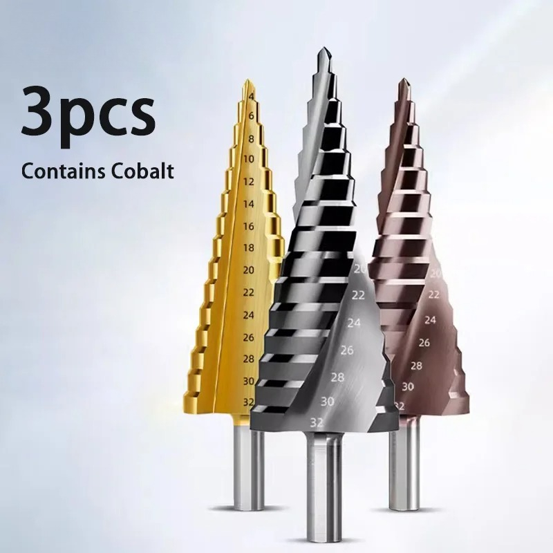 HUHAO 3PCS M35 Mengandung Coba - Step Drill Bit Set Titanium Hss Cobalt ulasan dan harga