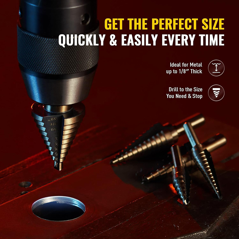 Set Mata Bor Step Drill Bit 5  - Step Drill Bit Set Titanium Hss Cobalt ulasan dan harga
