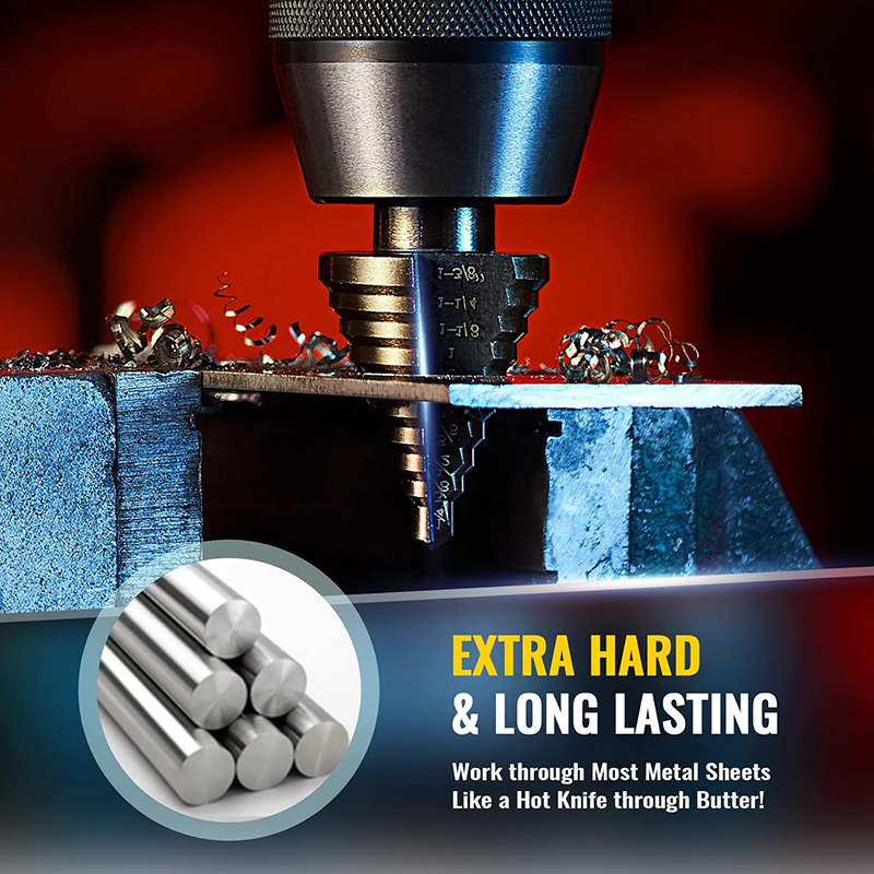 Set Mata Bor Step Drill Bit 5  - Step Drill Bit Set Titanium Hss Cobalt ulasan dan harga